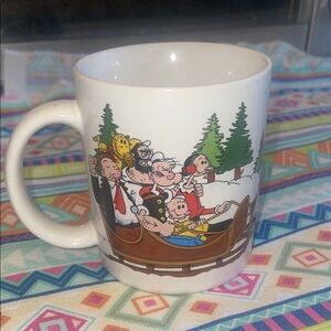 POPEYE OLIVE OIL SWEET PEA Cartoon COFFEE tea Ceramic Mug - White 1980